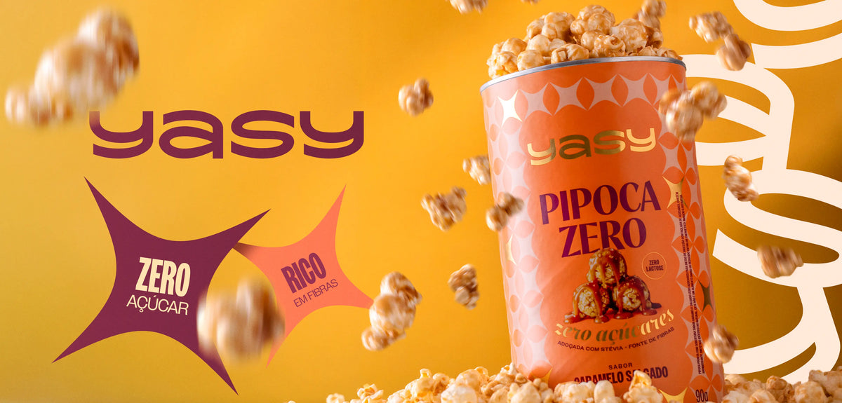 Pipoca YASY estourando na embalagem