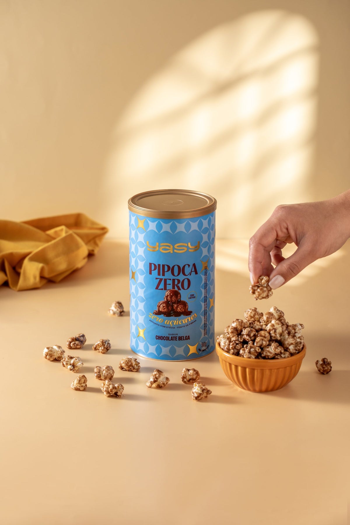 Pipoca Zero YASY, kit 5 Chocolate Belga + 4 Caramelo Salgado